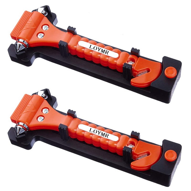 LOYMR 2 PCS Car Safety Hammer  Window Breaker Seatbelt Cutter  Glass Breaker Car Window Glass Hammer Breaker and Auto Safety Seatbelt Cutter 2-in-1 Rescue Disaster Escape Tool - Image 1
